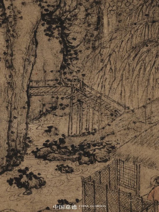 局部《石渠宝笈续篇》对 《涤砚图》作了如下描述:"宋纸本,纵二尺四分