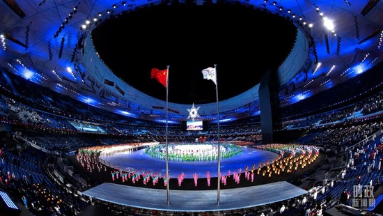 △北京冬奥会开幕式现场。（总台记者廖江衡拍摄）