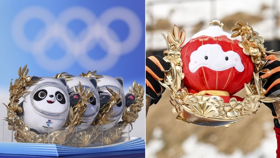  风靡全球的北京冬奥会吉祥物“冰墩墩”和冬残奥会吉祥物“雪容融”。