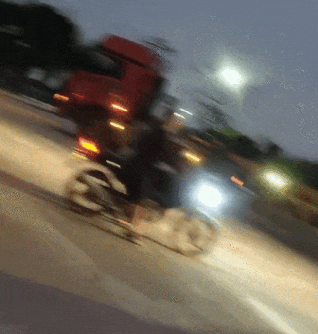 王国梁把货车横在断桥路口（视频截图）