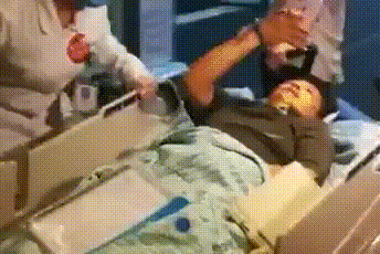 躺着的为肇事者钱江晚报记者从医院发回