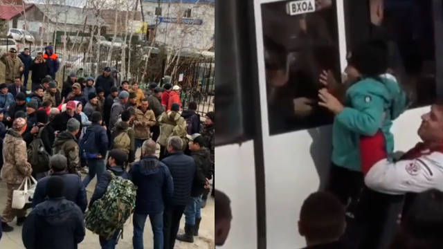普京宣布在俄罗斯进行部分动员 应征入伍者隔窗与家人告别