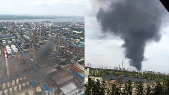 中石化南京炼油厂发生火灾