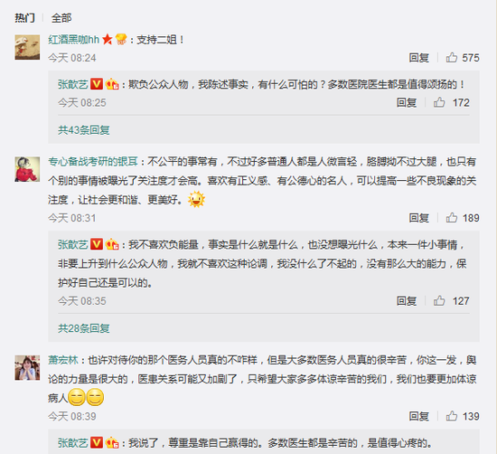 张歆艺发文斥责医生 