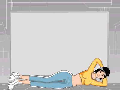 动作二：侧躺，双手抱后脑勺，只向上弯曲上半身，，下半身保持不动，能够很有效地锻炼到腰腹肌群力量。一组重复20次，做四组。