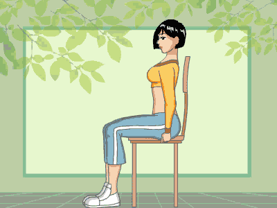 动作一：坐在椅子上，双手扶住椅面，上身挺直，双腿向上折，大腿尽量贴住小腹。一组重复20次，做四组。这个动作不管是在家还是在办公室都可以做哦~