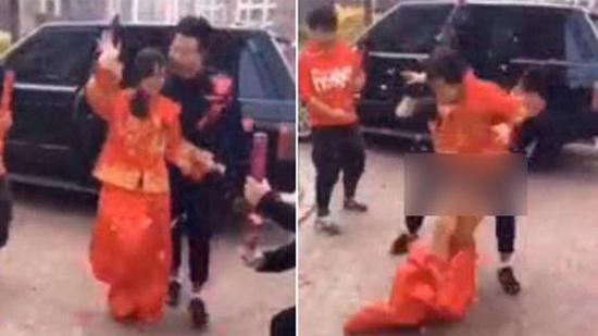 新郎踩到新娘礼服后 出现让人无法想象的一幕