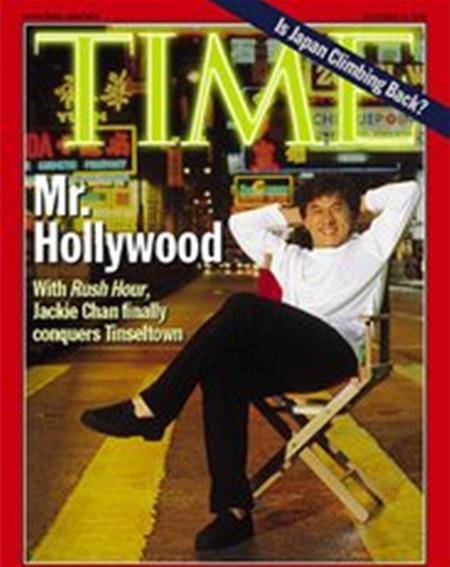成龙 他是第一位登上封面的中国男明星。1998年10月19日登上亚洲版。时代周刊用“好莱坞先生”称呼他。