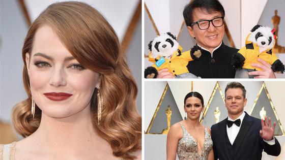 奥斯卡红毯石头姐雪肤美艳