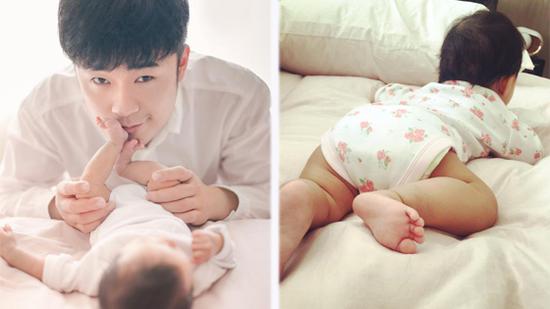 陈赫晒女儿爬床照 鼓励：奔跑吧小粗腿