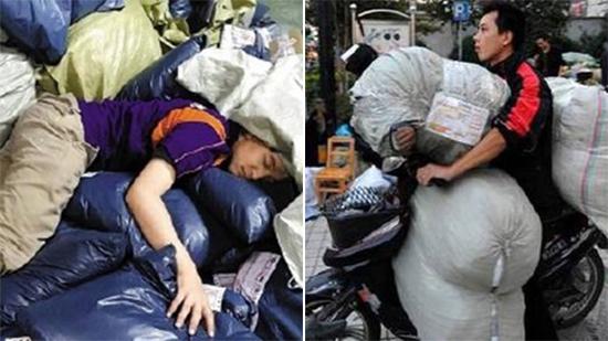 心疼！快递小哥们为了送快递简直拼了命