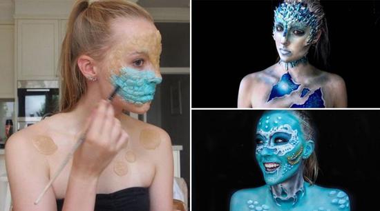 视效牛X胆小勿入 16岁女孩恐怖化妆术