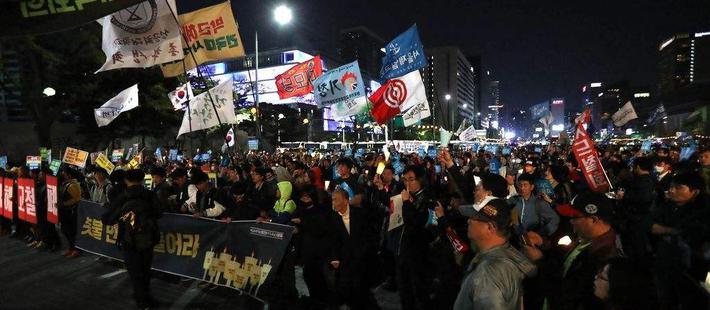 韩国民众烛光集会反“萨德”