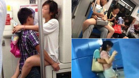 地铁内情侣摆出这姿势 这画面…