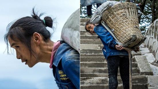 峨眉山6旬背夫:负重百斤登顶得13元