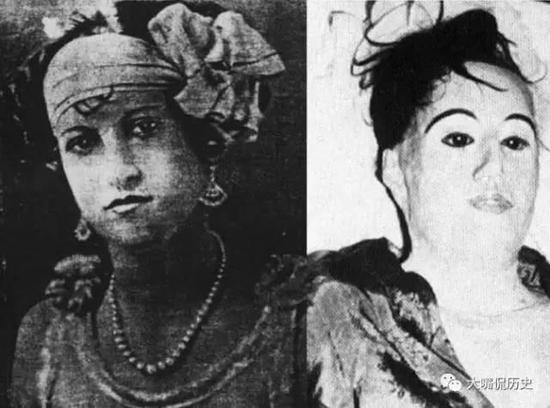 照片左右其实是同一名女子，名叫玛莉亚。她不幸在21岁患病去世，当时治疗玛莉亚的医师Dr.Tanzler第一次看到玛莉亚时，就已经深深的爱上了她。Dr.Tanzler不愿接受玛莉亚死去的事实，于是将玛莉亚的尸体挖出来，并给尸体做了一个橡胶面具，从此生活在一起。