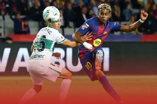 距榜首5分！巴萨3-1埃尔切升至联赛第二 亚马尔、费兰、拉什福德破门