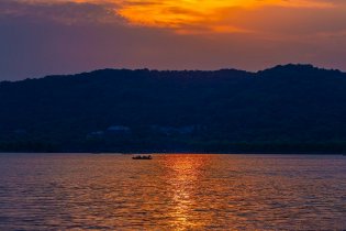 杭州西湖晚霞绚丽