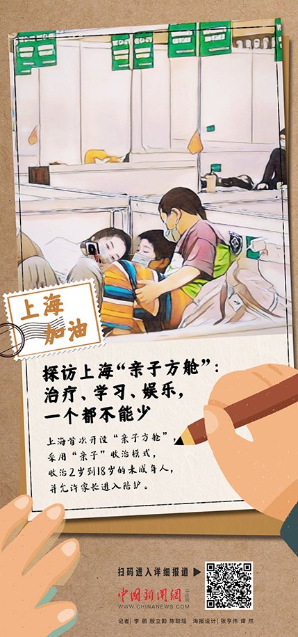海报描绘上海“亲子方舱”