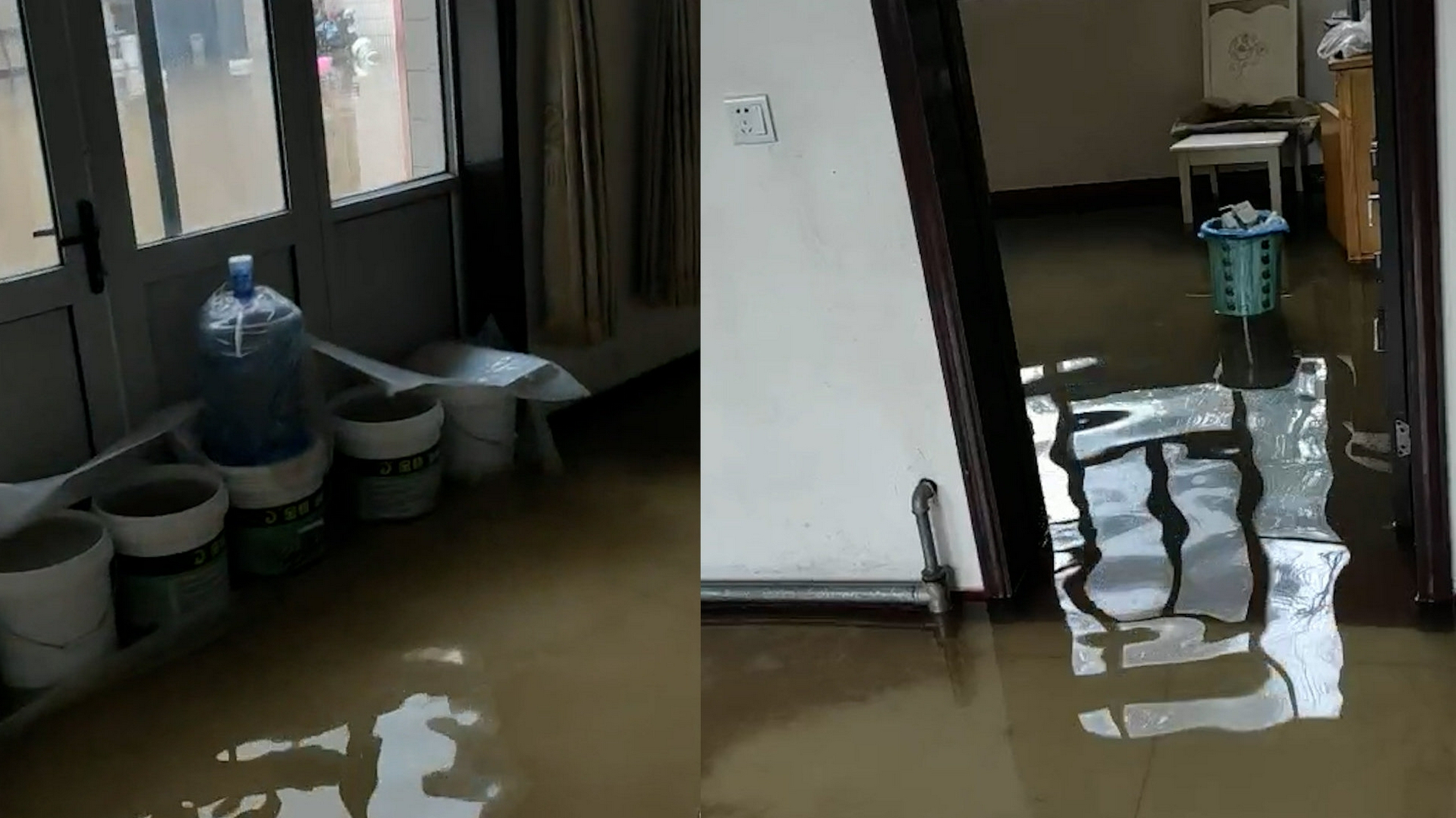 山西运城荆平村洪水漫入,村民家中进水急需排水设备