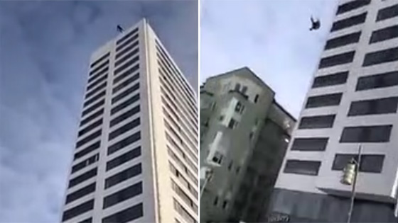 实拍：男子未打开降落伞 24层楼坠地奇迹生还