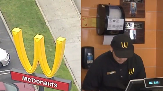 恶作剧？加州麦当劳“金拱门”倒立M变W