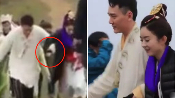 赵丽颖冯绍峰片场手牵手 二人恋情再添实锤？