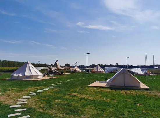悠悠夏风抚面庞十二座帐篷错落分布于营地中迷彩风等多种风格的丛林风
