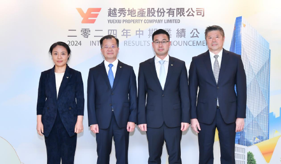 图说：董事长及执行董事林昭远先生（左二）、联席总经理及执行董事朱辉松先生（右二）、 财务总监及执行董事陈静女士（左一）、总经理助理姜永进先生（右一）