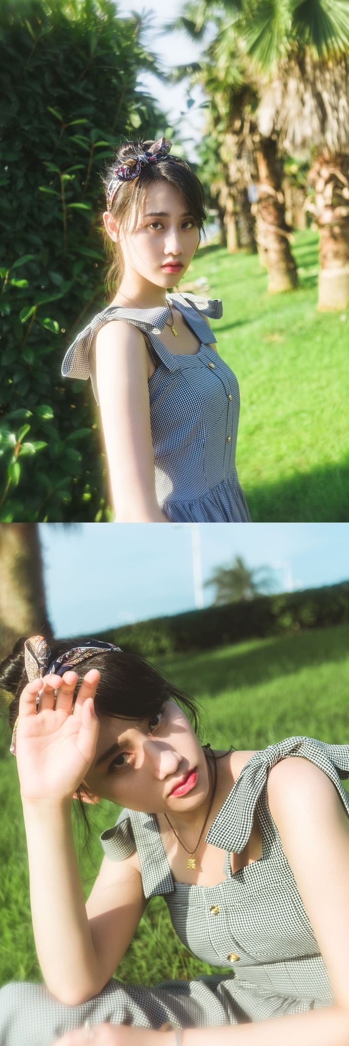 南大校花晒清新写真 绿意盎然有活力