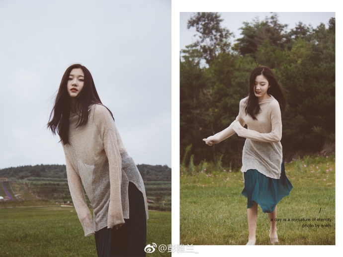 10 / 32 近日,四川某高校校花彭雅兰在微博上晒出一组写真,慵懒的长发