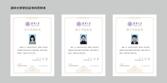 图一:学士,硕士,博士学位证书样本