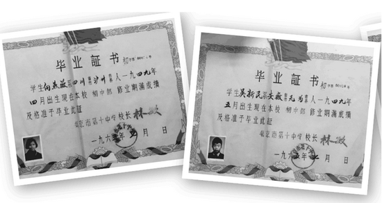 高中毕业证照片 90年代图片