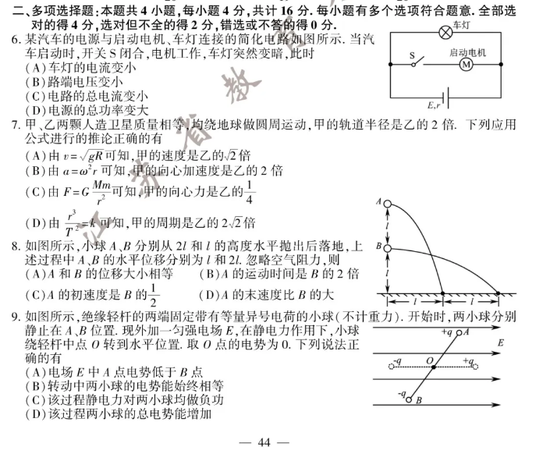 高考物理真题及参考答案 江苏卷 高考 物理 江苏卷 新浪教育 新浪网