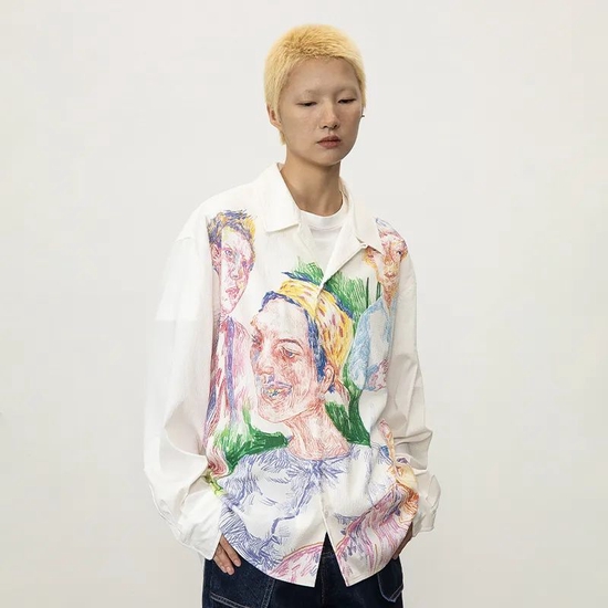  CONP 22SS Portrait Painting Shirt 群众人像插画衬衫