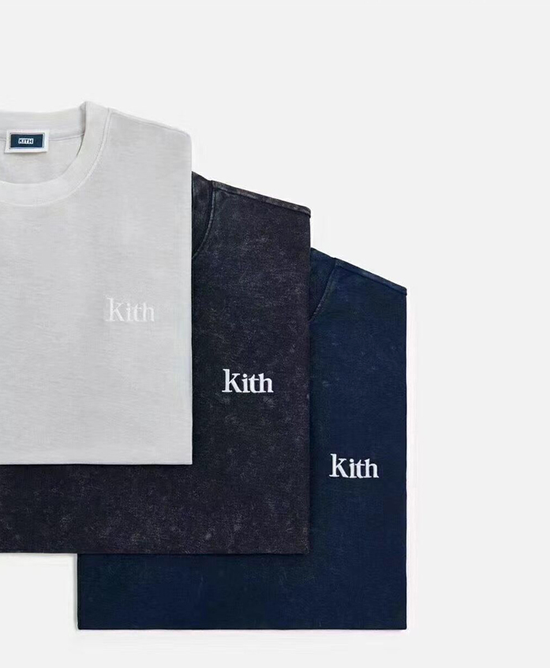 KITH 重磅 T 恤水洗做旧刺绣短袖美式半袖美潮宽松