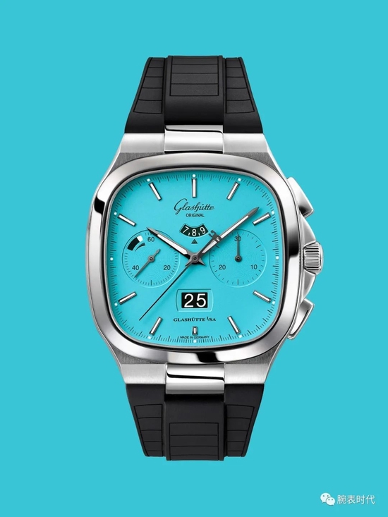 格拉苏蒂原创七零年代大日历计时腕表“电音蓝”