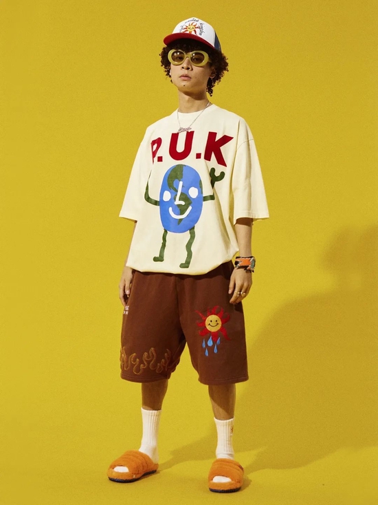 Puk 地球人 Logo 短袖男夏嘻哈 T 恤