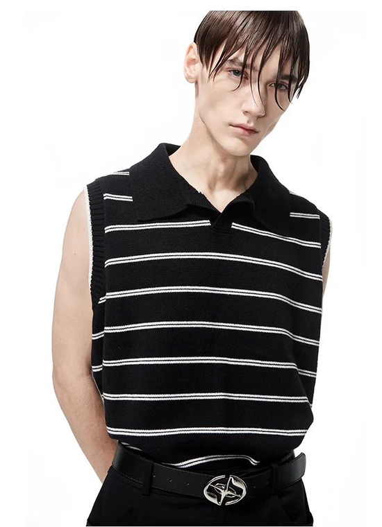 ETERNITY ITA 22SS 条纹翻领针织马甲