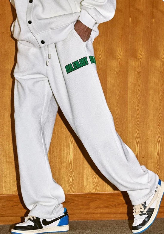  MEDM 华夫格长裤纯色字母刺绣休闲裤