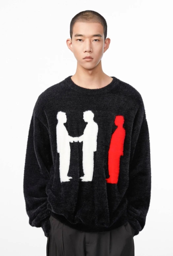 FMACM three-piece jacquard faux mink sweater