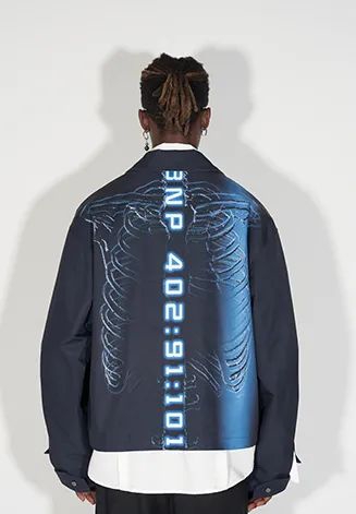  BLIND402 / NO PLAN 渐变未来感肋骨印花外套