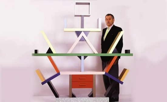△ Ettore Sottsass 和其所设计的孟菲斯风格家具