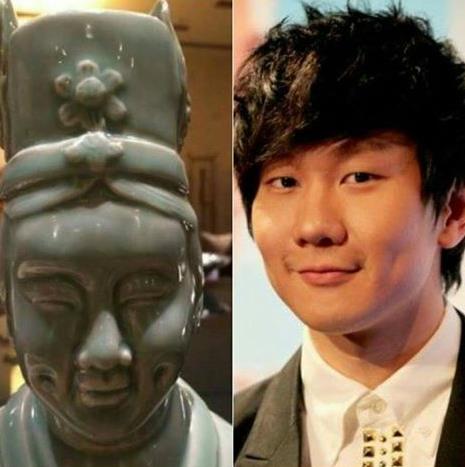 林俊杰撞脸雕像遭调侃 难道真是千年前穿越来的?