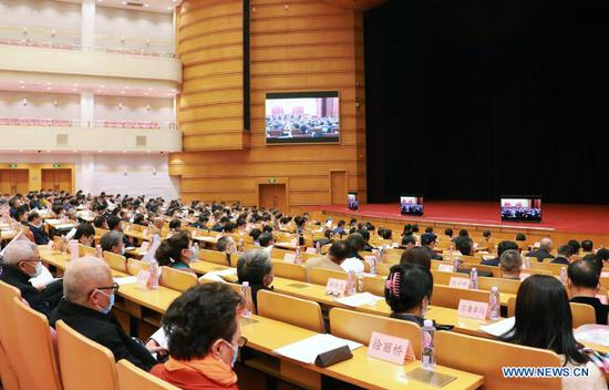 Photo taken on March 8, 2021 shows a branch venue of a video conference of the fourth session of the 13th National Committee of the Chinese People's Political Consultative Conference (CPPCC) in Beijing, capital of China. (Xinhua/Ren Qinqin)