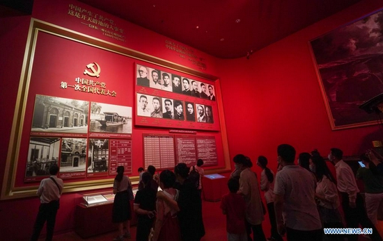 People visit the Museum of the Communist Party of China (CPC) in Beijing, capital of China, July 15, 2021. Located in the Chaoyang District of Beijing, the Museum of the CPC opens to the public from July 15 and accepts online appointments for free visits from 9 a.m. to 5 p.m. (Xinhua/Chen Yehua)