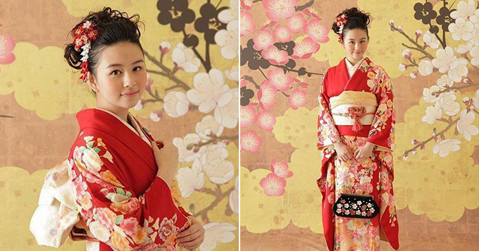 邱淑贞15岁长女穿和服 样貌清丽似母亲