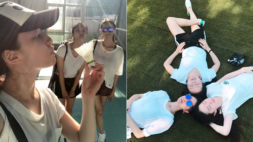 刘亦菲重返校园打羽毛球 素颜清纯根本就是学生妹