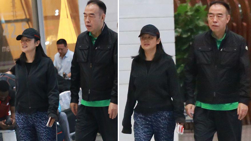 陈凯歌陈红夫妇现身机场 素颜休闲装大步流星