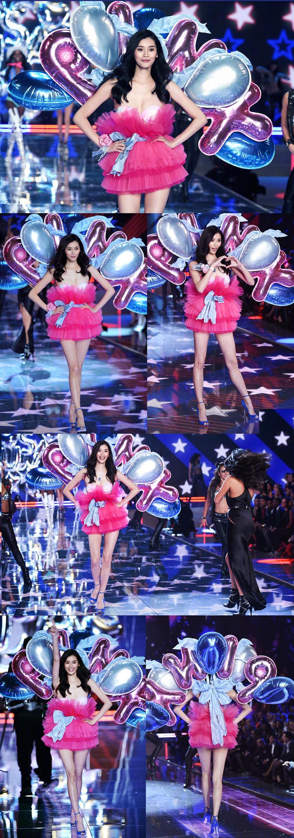 奚梦瑶维多利亚的秘密秀的中国甜心,从2013年到2016年走了4场秀换了6